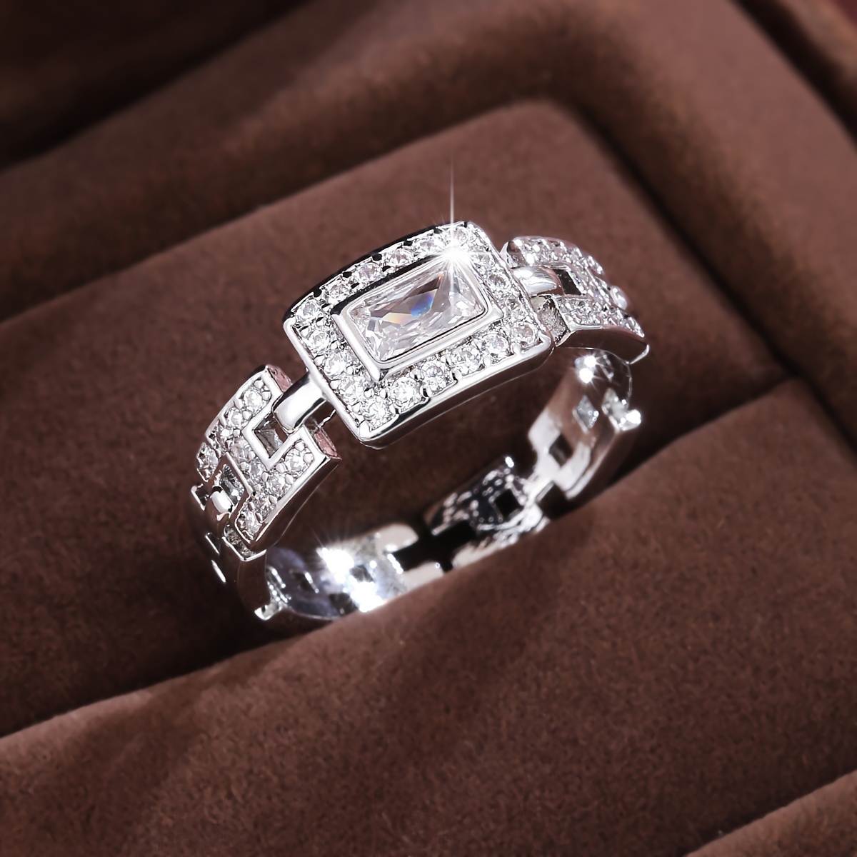 Wide Zirconia Ring for Women, Suitable for Index Finger